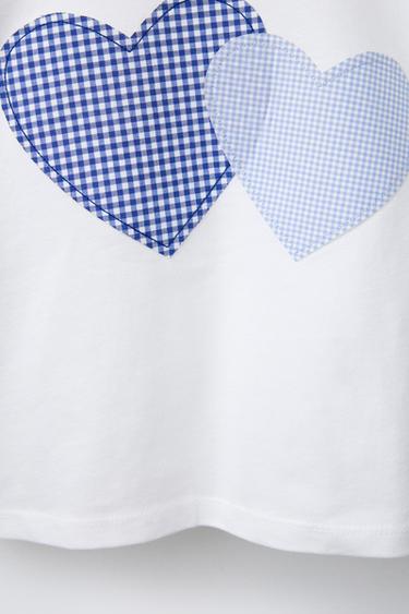 T-SHIRT À PIÈCE À CARREAUX VICHY - Blanc de Zara - Image 2