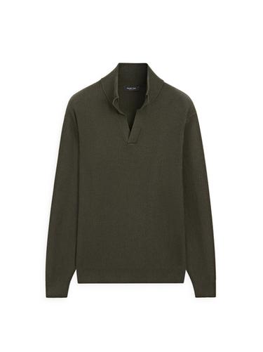 Zara Mock neck knit sweater with V-neck - KHAKI