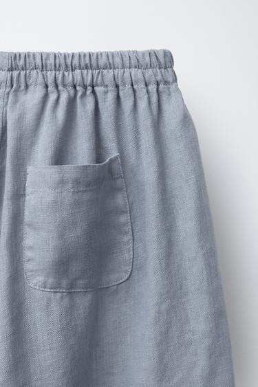 PANTALON LARGE 100 % LIN - Beige clair de Zara - Image 3
