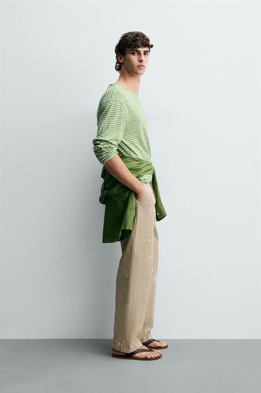 PANTALON CHINO STRAIGHT FIT EFFET ÉCLABOUSSURES - Beige de Zara - Image 3