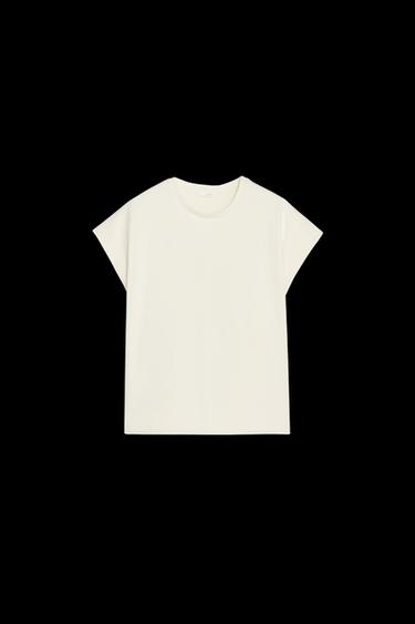 Zara RUSTIC T-SHIRT - Ecru - Image 0