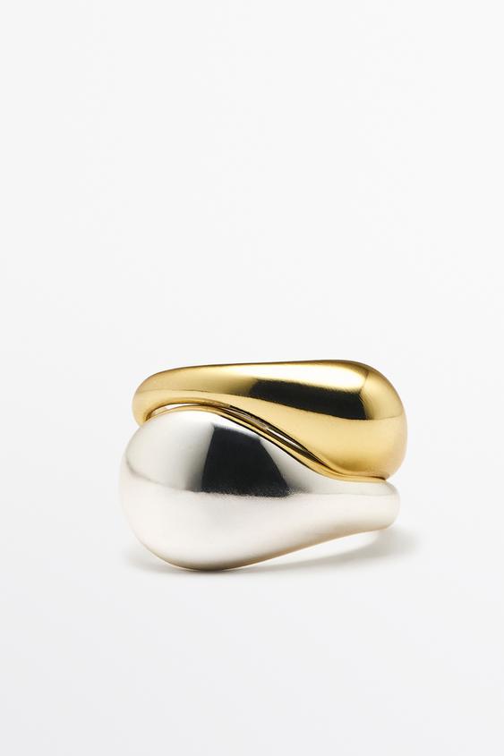 Pack of rounded rings - Golden | ZARA United States