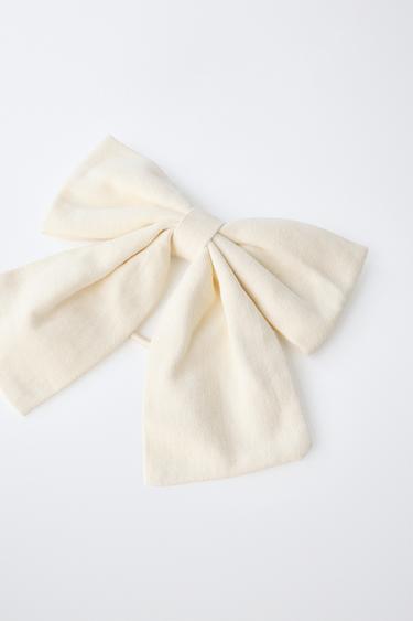 BOW SCRUNCHIE AND BARRETTE SET — Ecru 2