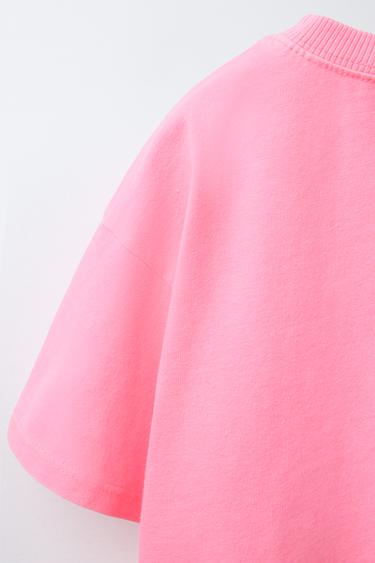 PRINTED GARMENT DYE T-SHIRT - Neon pink by Zara - Image 3