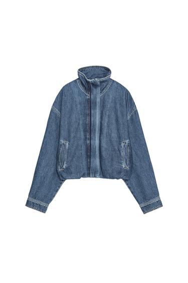 CAZADORA BOMBER DENIM - Índigo de Zara
