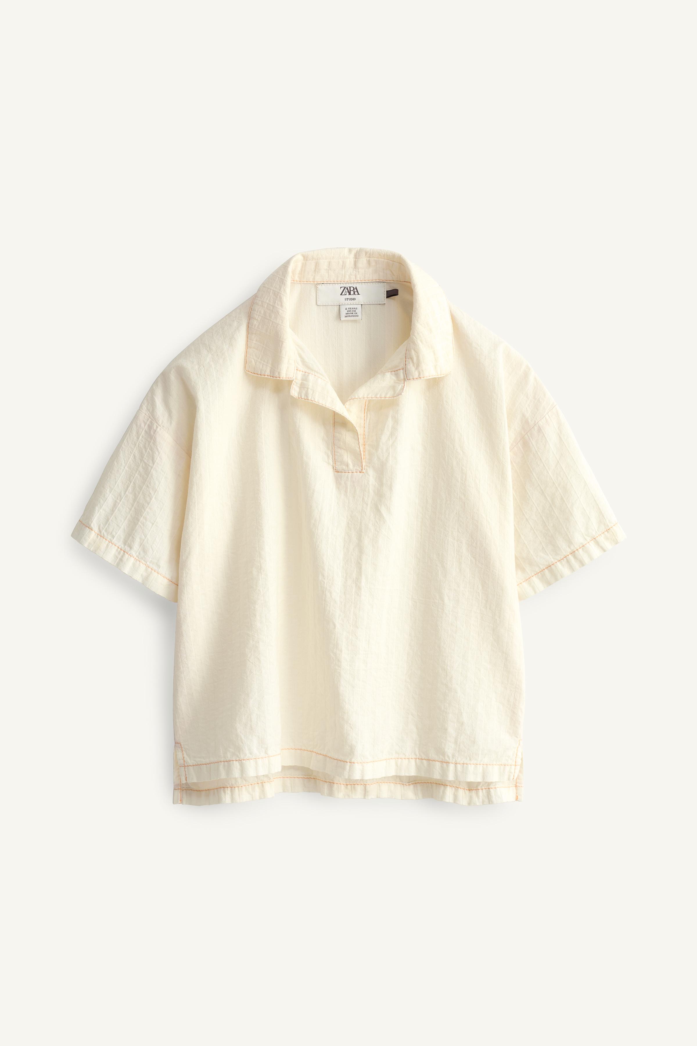 LIMITED EDITION CONTRAST TOPSTITCH SHIRT — Oyster-white
