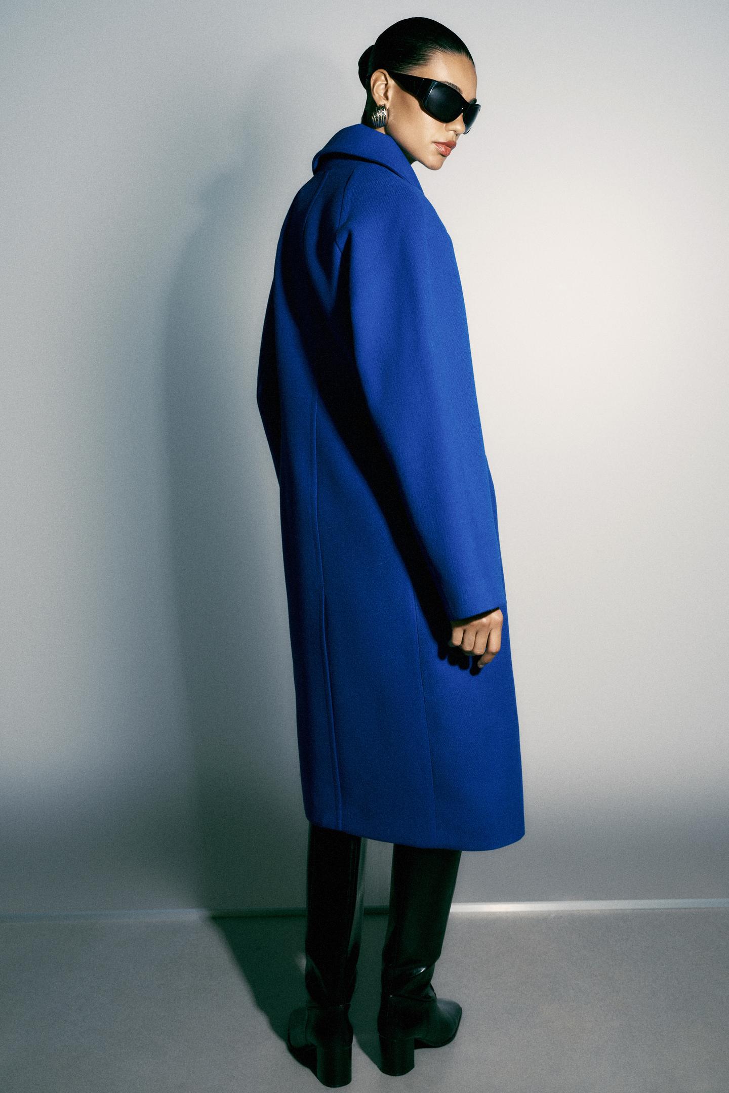 Женское пальто Zara Oversized Dropped Shoulder, цвет: Голубоватый — фото 6