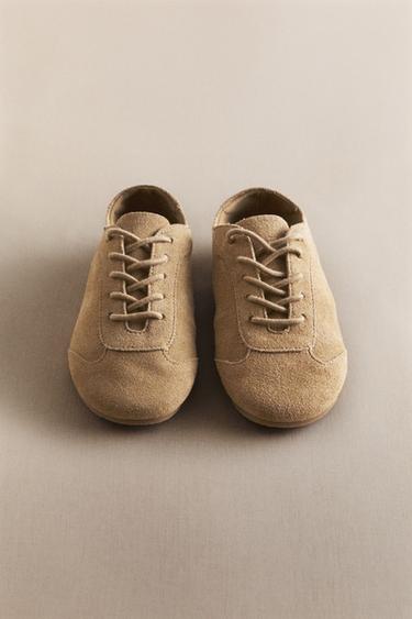 KIDS' LEATHER TRAINERS - Taupe Grey by Zara - Image 5