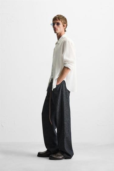 CHEMISE JACQUARD À RAYURES - Blanc de Zara - Image 3