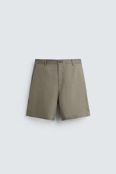 BERMUDA REGULAR FIT 100% LINO - Beige claro de Zara