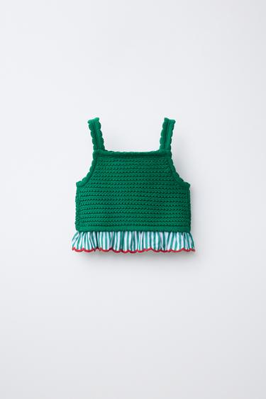 CASA LAWA X ZARA KIDS CROCHET KNIT TOP - Green by Zara - Image 1