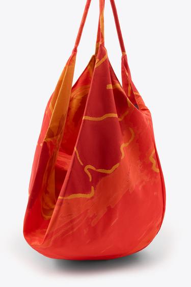 FLORAL PRINT COTTON MAXI BAG - Red by Zara - Image 1