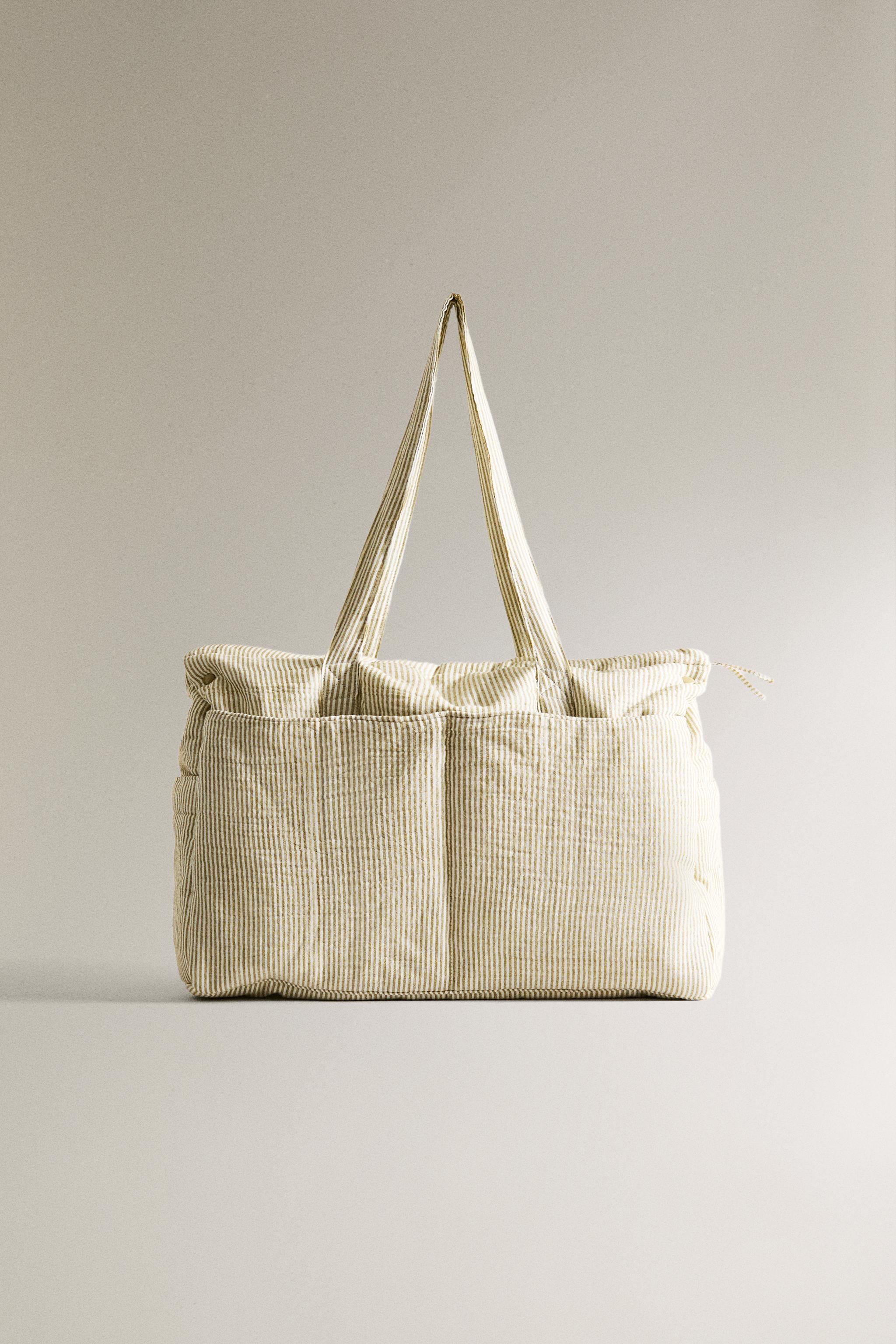 ストライプガーゼ マザーズバッグ - グリーン | ZARA Japan / 日本