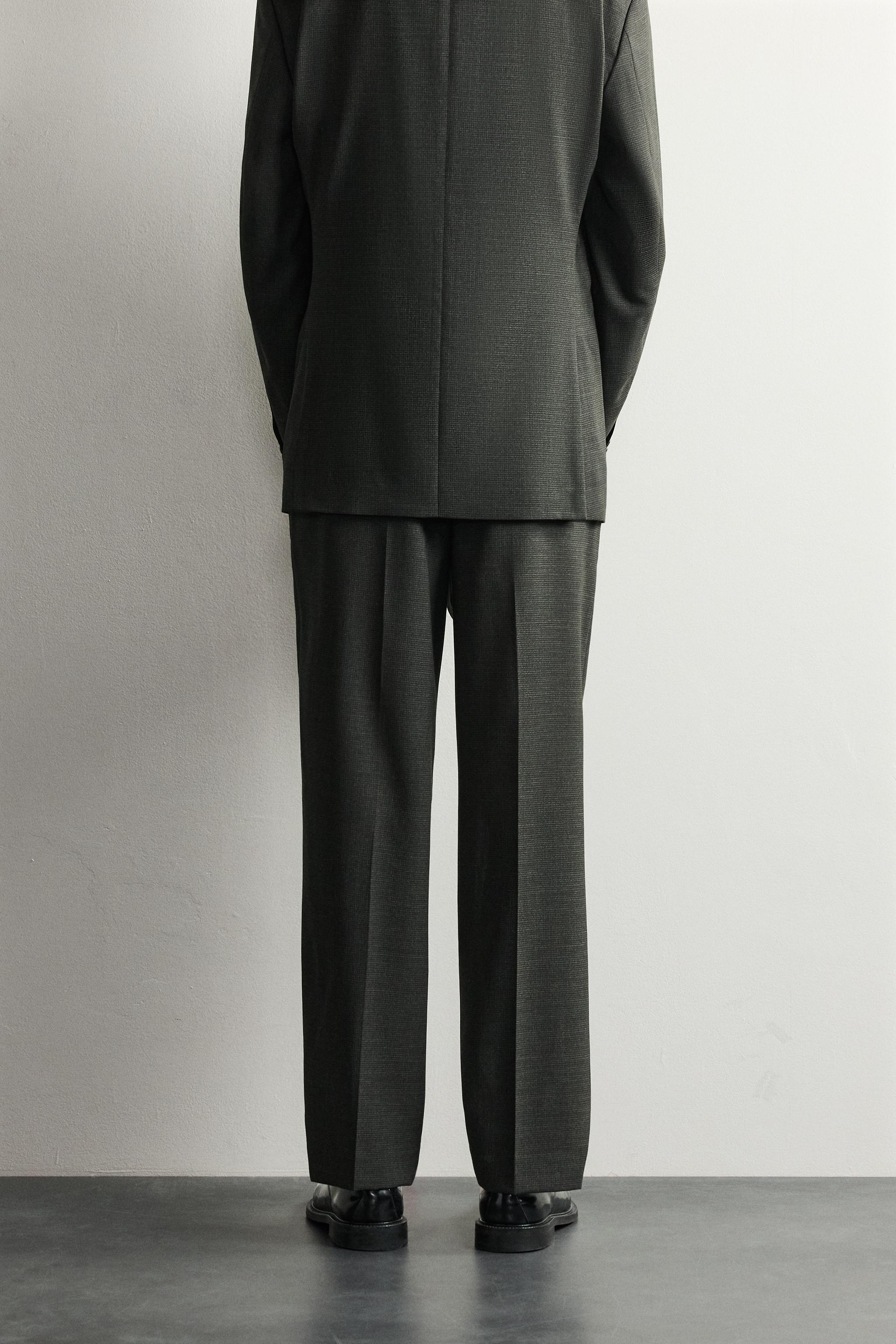 PANTALON DE COSTUME PIED-DE-POULE 100 % LAINE