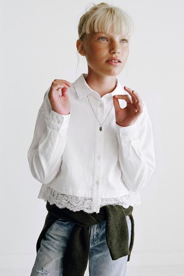 LACE DETAIL SHIRT — White 2