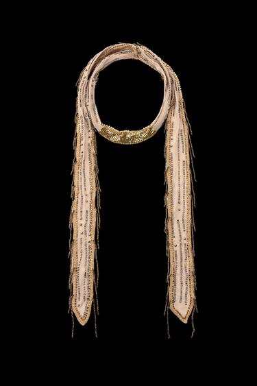 FINE BEADED SCARF - Beige by Zara - Image 0