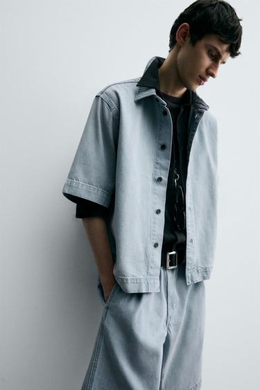 SHORT SLEEVE DENIM SHIRT - Sky blue by Zara - Image 5