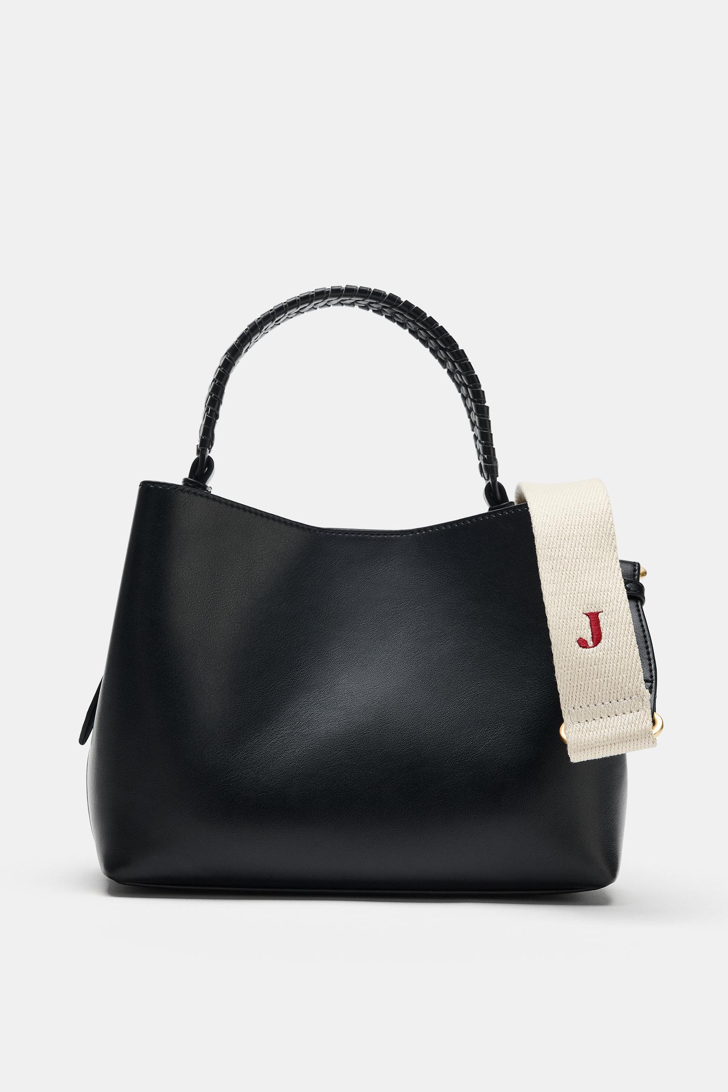 Женская сумка Zara Braided-Handle Handbag, цвет: Чёрный — фото 7
