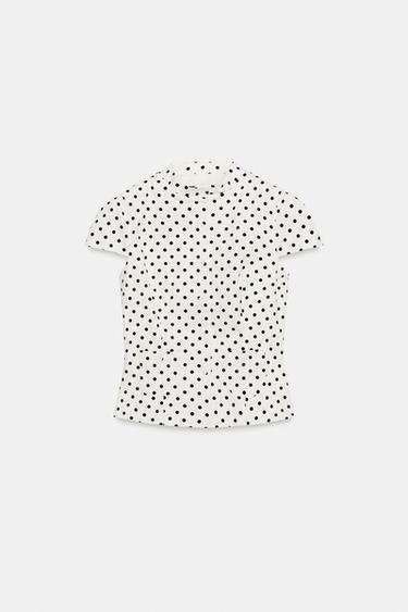 POLKA DOT POPLIN TOP WITH POCKETS - Ecru / Black by Zara - Image 2