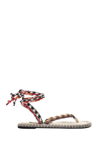 LACE-UP FLAT SANDALS