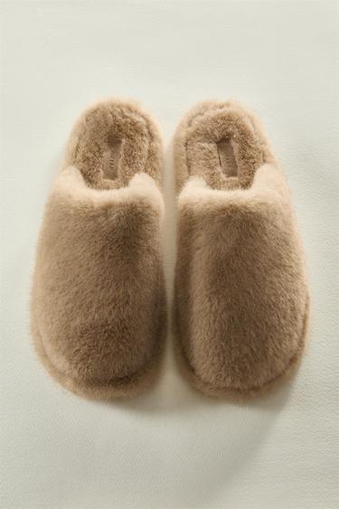 FAUX FUR MULE SLIPPERS - Beige by Zara - Image 5
