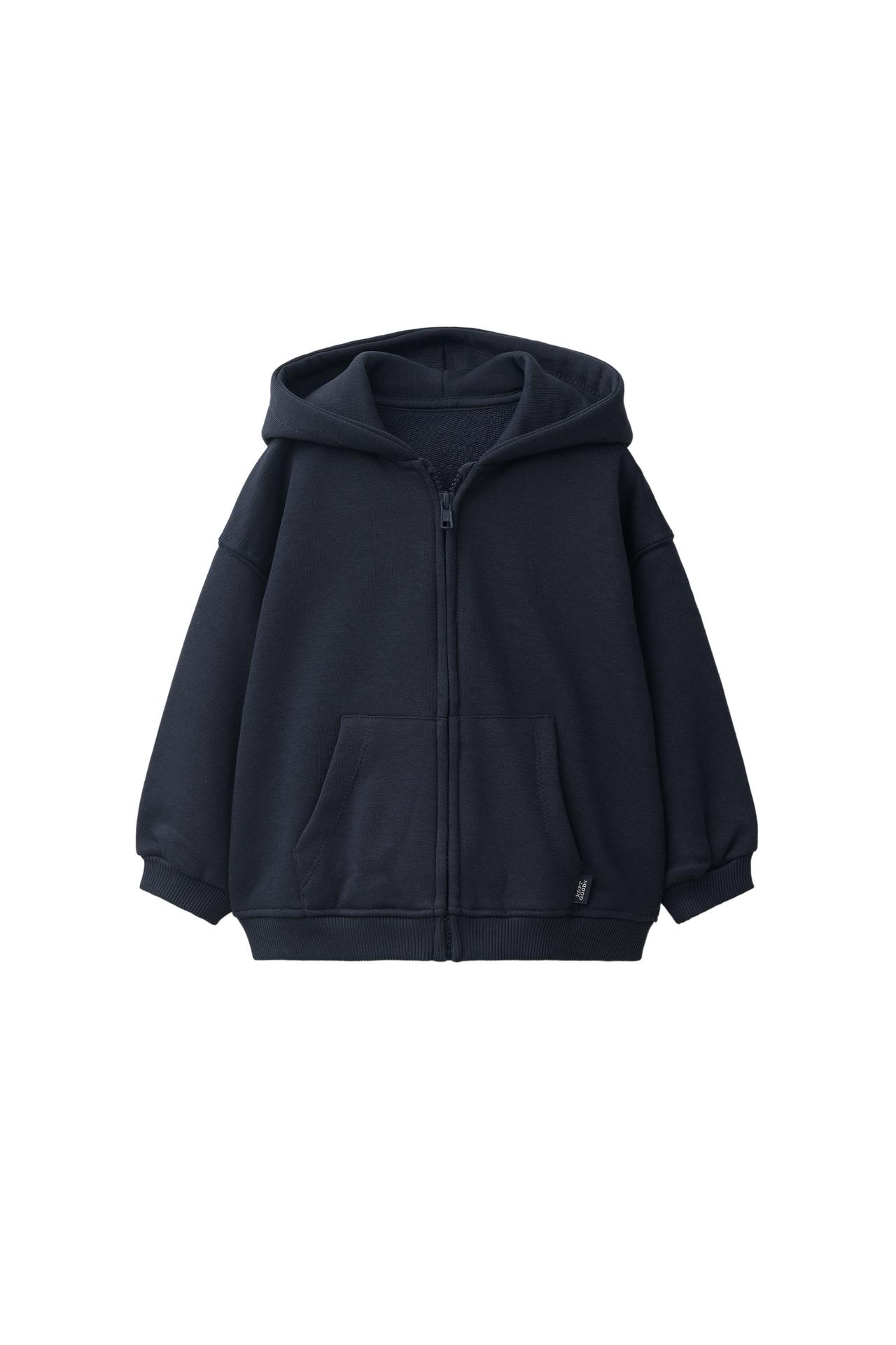 HOODED ZIP SWEATSHIRT — Navy blue