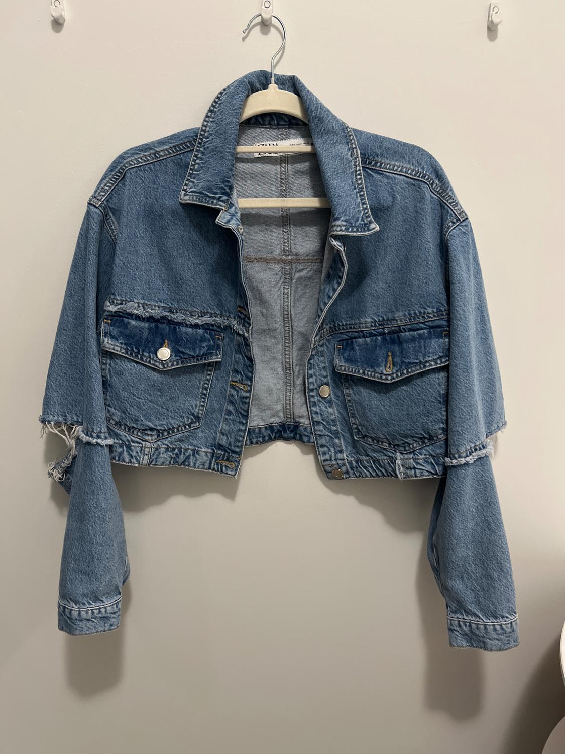 Z1975 CUT OUT CROPPED DENIM JACKET