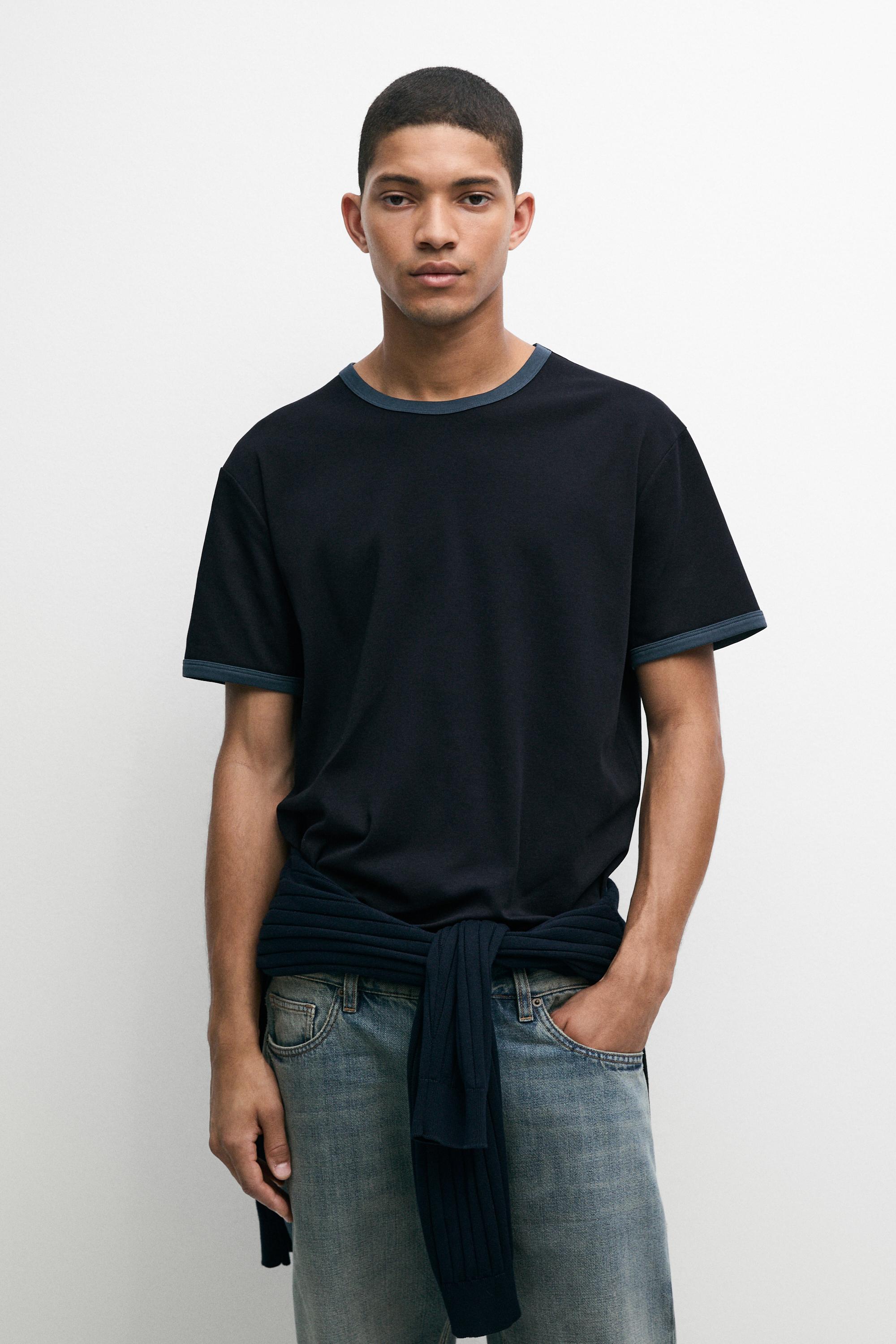 T-shirt 100 % coton col contrastant