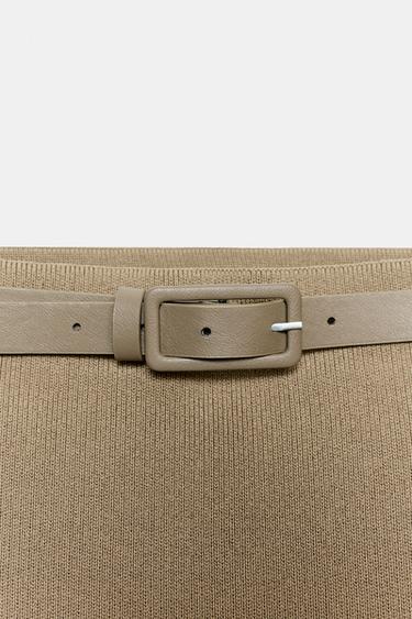 JUPE EN MAILLE CEINTURE - Kaki clair de Zara - Image 7