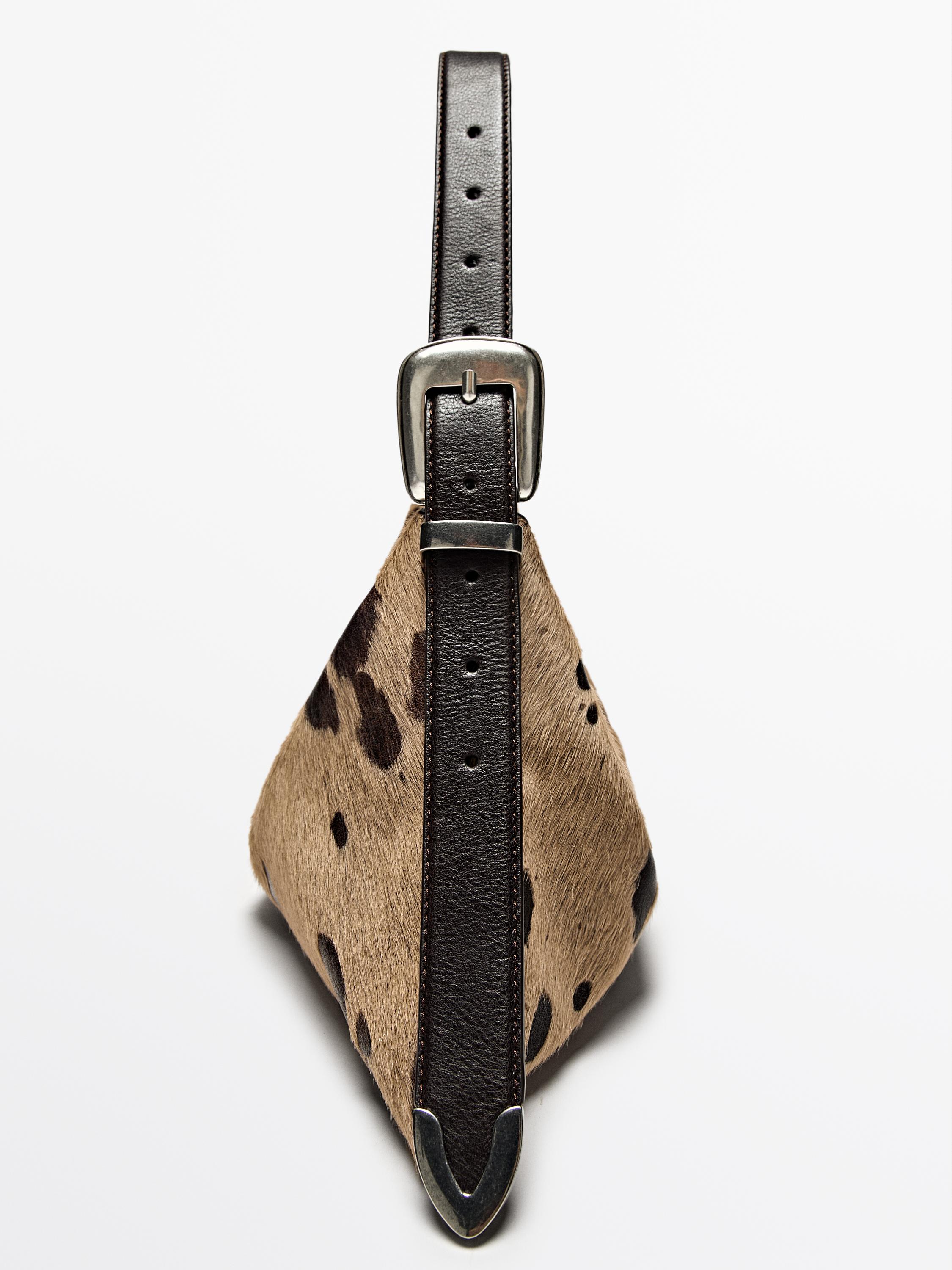 Animal print hair-on leather bag