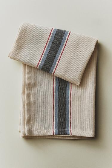 STRIPED COTTON TEA TOWEL - Blue by Zara - Image 4