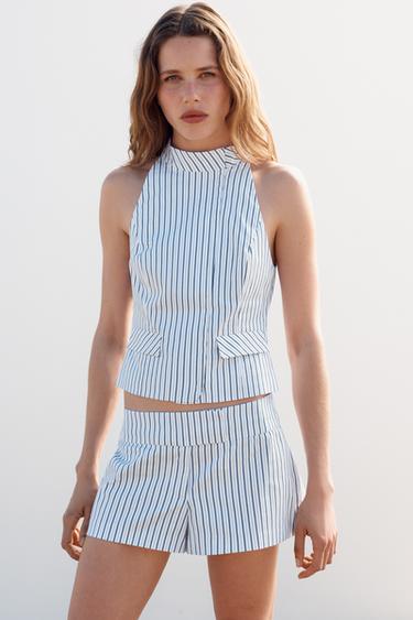 STRIPED TOP AND SHORTS SET - Navys / Ecrus by Zara - Image 0