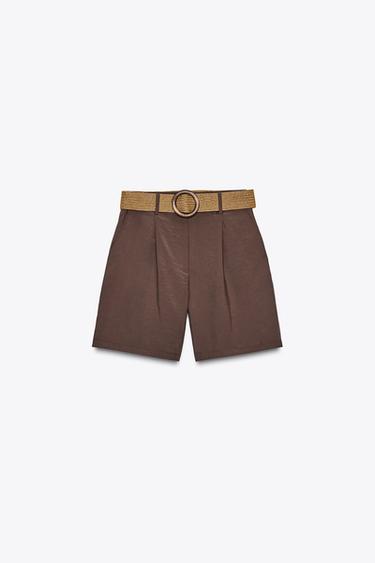 BERMUDA PINCES CEINTURE - Marron de Zara - Image 5