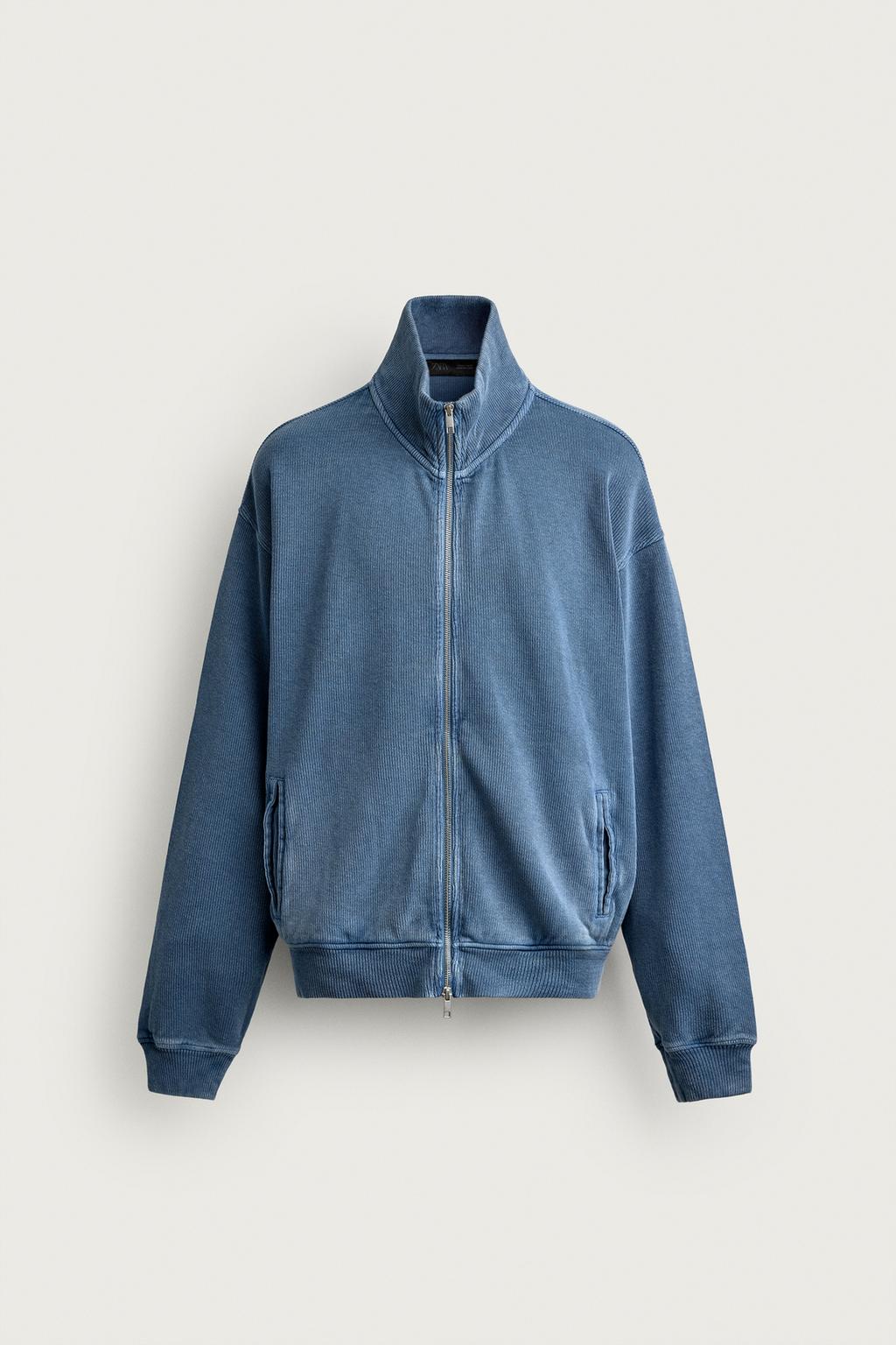 WASHED RIBBED ZIP-UP JACKET
