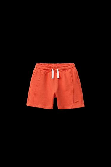 Zara GARMENT DYE EMBROIDERED LOGO BERMUDA SHORTS - Coral - Image 0