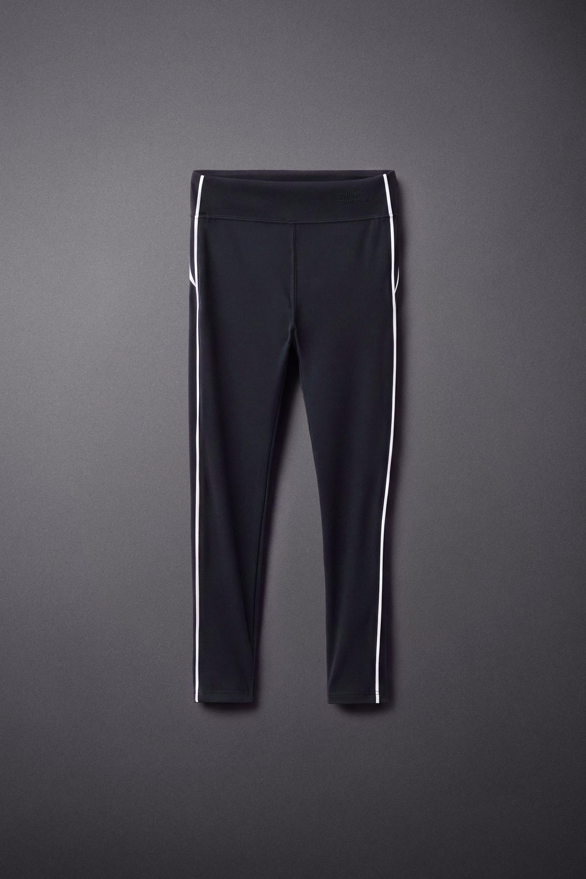 CONTRAST PIPING SPORTY LEGGINGS — Ink blue