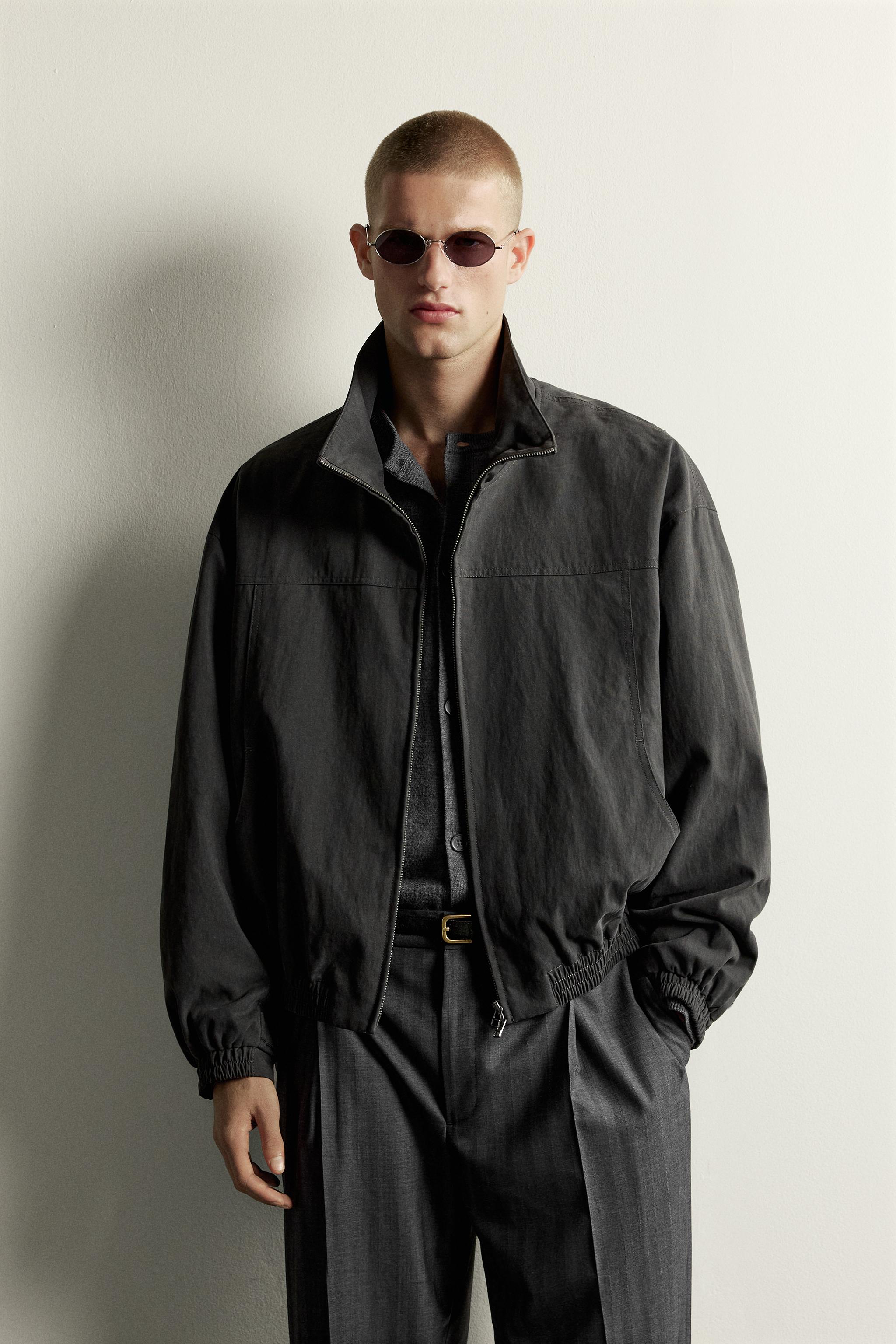 CROPPED-FIT JACKET WITH ELBOW PATCHES