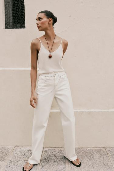 JEAN Z1975 EFFET NACRÉ CEINTURE - Blanc cassé de Zara - Image 4