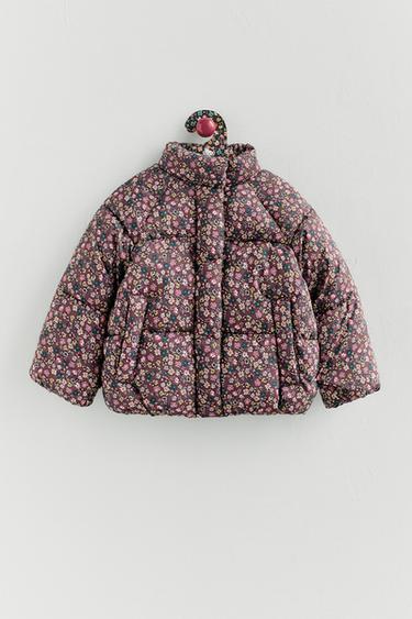 Zara FLOWER PRINT PUFFER JACKET - Multicolored