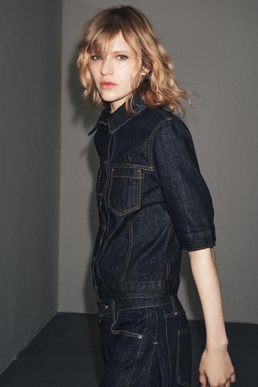 VESTE EN JEAN À POCHES COLLECTION ZW - Bleu de Zara - Image 1