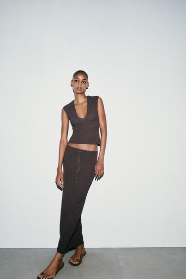 TEXTURED TOP - Chocolate by Zara