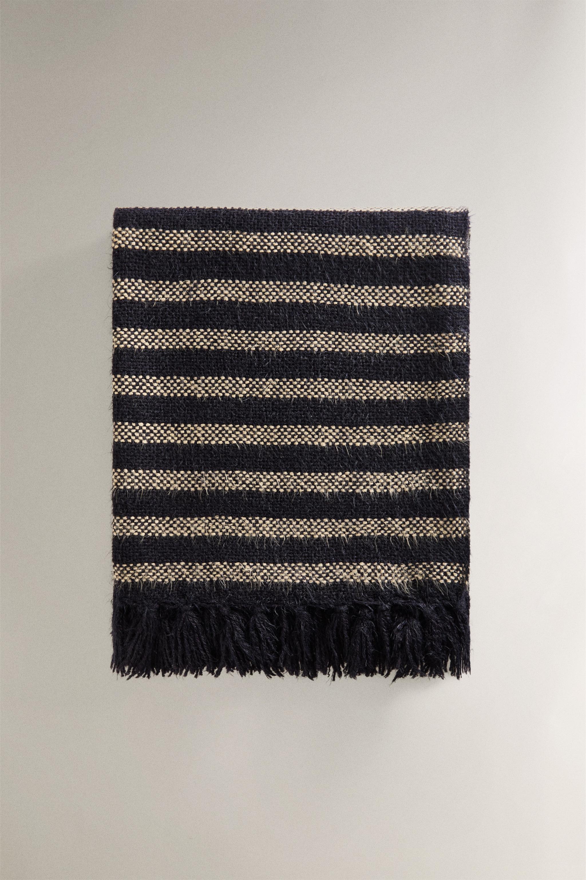 ZARA  フリンジ 付き ブランケット ホワイト ブラウン ザラホーム ソフトブランケット チェック フリンジ | Zara Home 日本/Japan