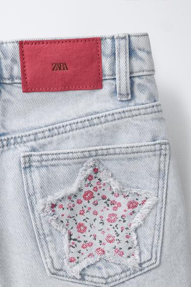FLORAL STAR PRINT DENIM BERMUDA SHORTS - Light blue by Zara - Image 3
