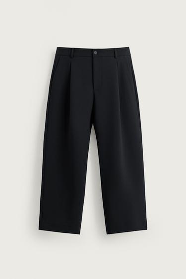 RELAXED FIT PLEATED TROUSERS - Black by Zara