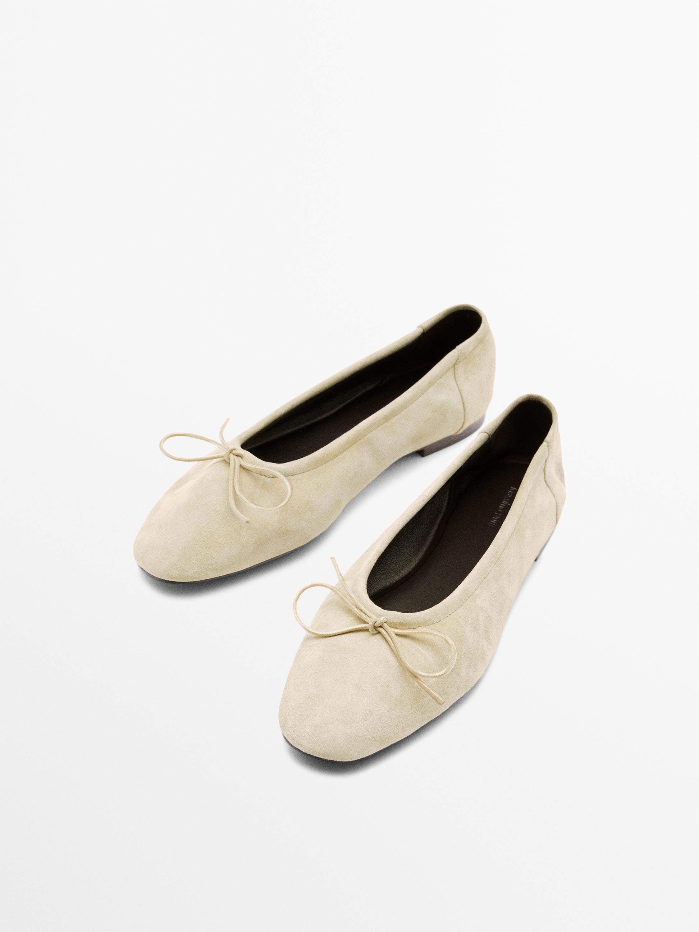Ballerines froncées avec nœud