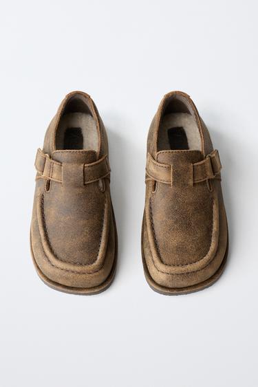 LEATHER SHOES WITH BUCKLE - Brown by Zara - Image 3
