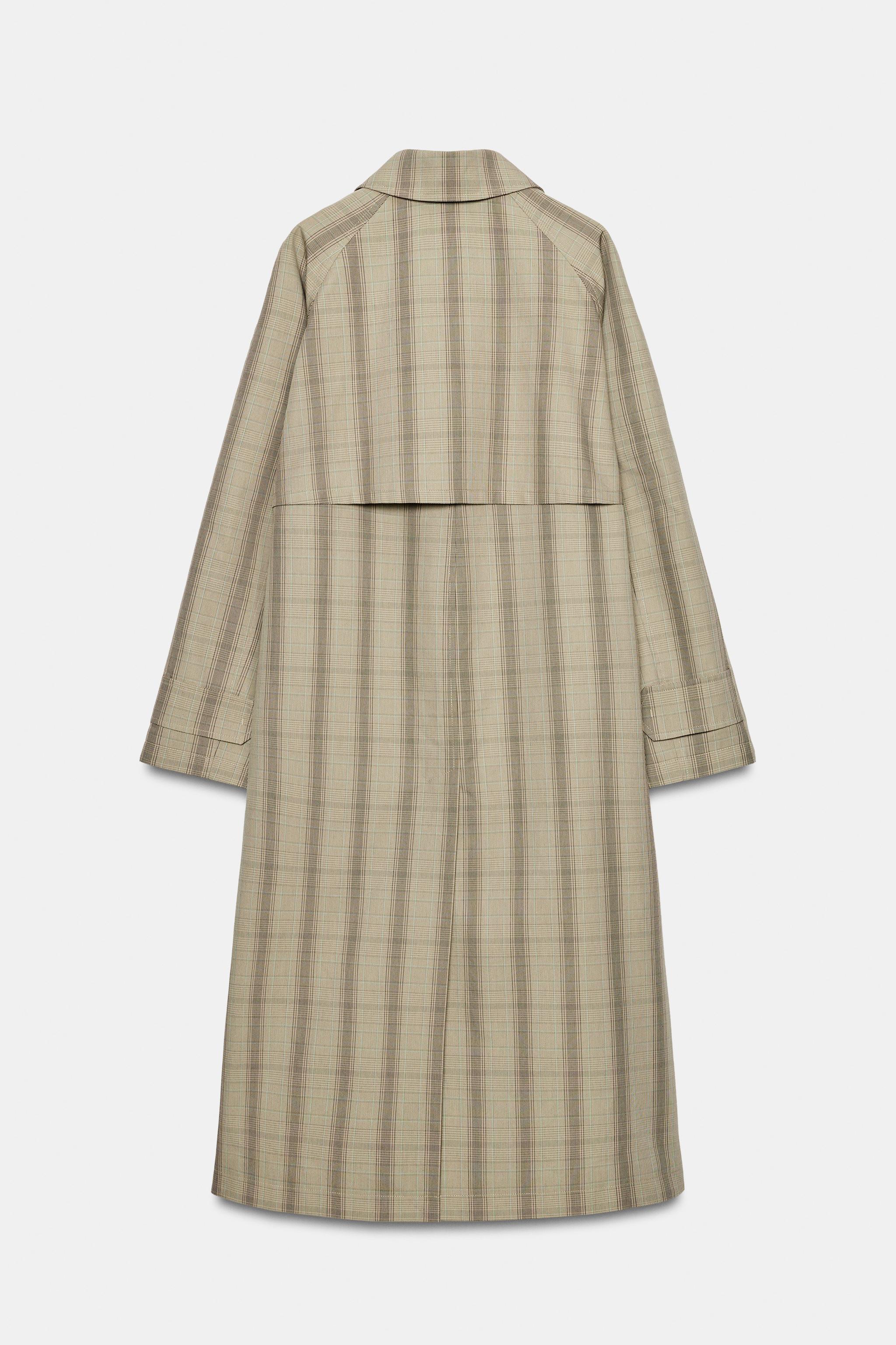 チェック柄ロング丈トレンチコート ZW COLLECTION - ベージュ | ZARA