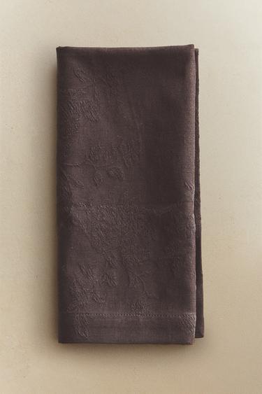 자카드 코튼 냅킨 세트(2개입) - Zara 브라운