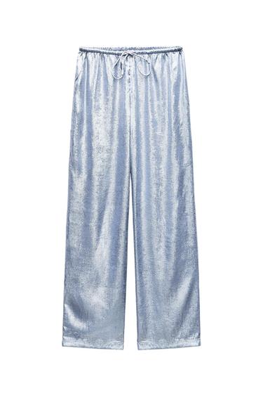 WIDE-LEG FOIL TROUSERS