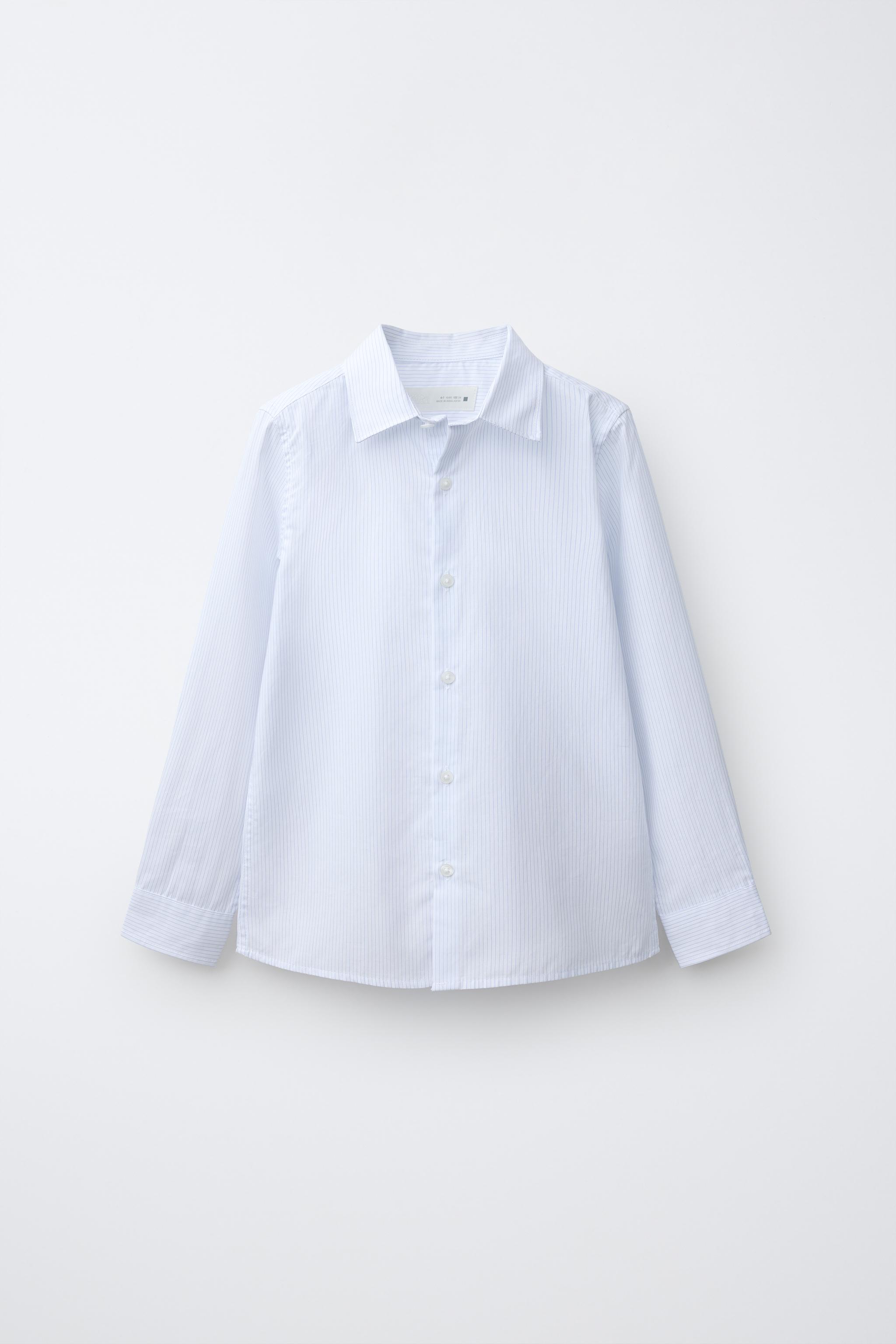 STRIPED SUIT SHIRT — Sky blue